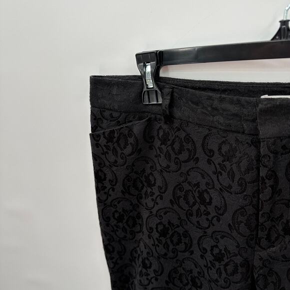 Coldwater Creek Natural Fit Black Jacquard Straight Leg Pants // 12 - Picture 3 of 9